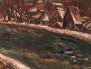 Leo Gestel A village along a river USA oil painting artist